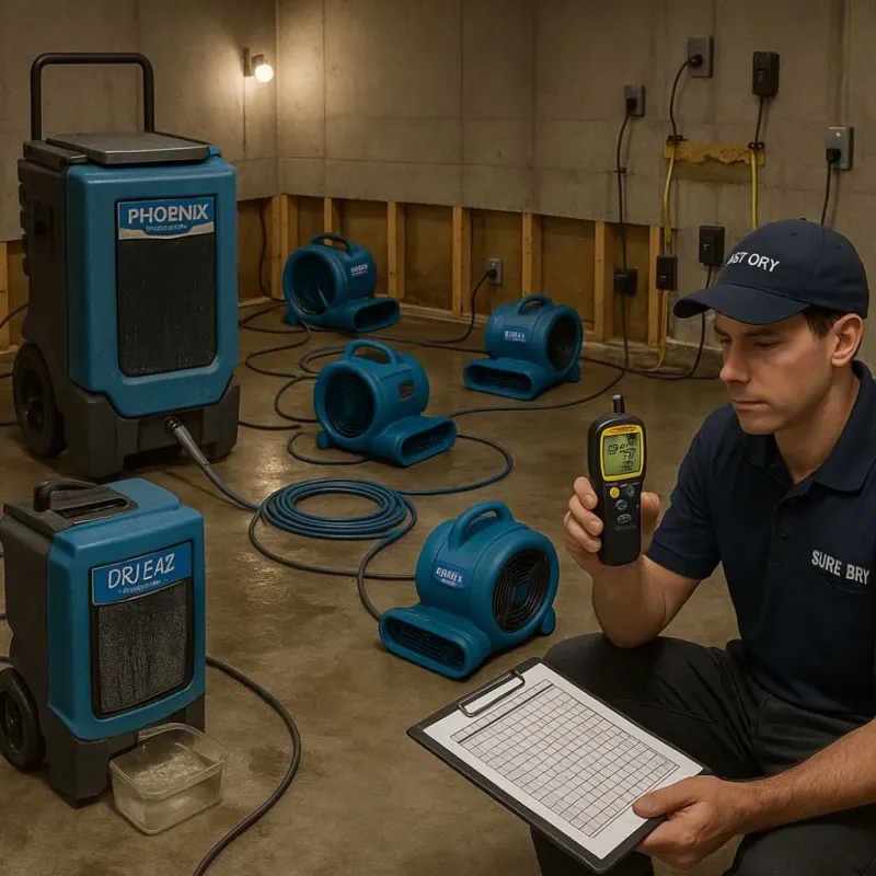 Structural Drying and Dehumidification process in Norwalk, IA